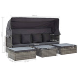 vidaXL Tuinbed met luifel poly rattan zwart