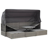 vidaXL Tuinbed met luifel poly rattan zwart