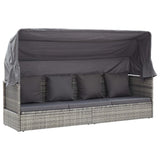 vidaXL Tuinbed met luifel poly rattan zwart