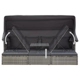 vidaXL Tuinbed met luifel poly rattan zwart