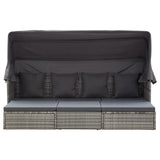 vidaXL Tuinbed met luifel poly rattan zwart