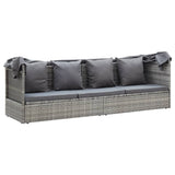 vidaXL Tuinbed met luifel poly rattan zwart
