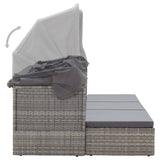 vidaXL Tuinbed met luifel poly rattan zwart