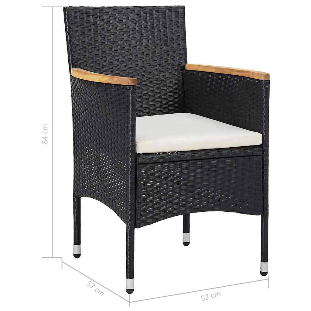 vidaXL 5-delige Tuinset poly rattan en acaciahout zwart