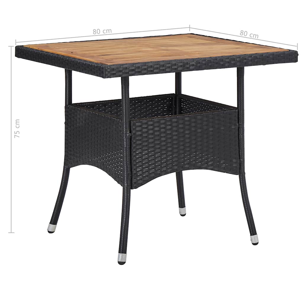 vidaXL 5-delige Tuinset poly rattan en acaciahout zwart