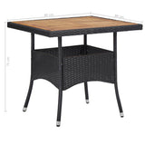 vidaXL 5-delige Tuinset poly rattan en acaciahout zwart