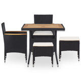vidaXL 5-delige Tuinset poly rattan en acaciahout zwart