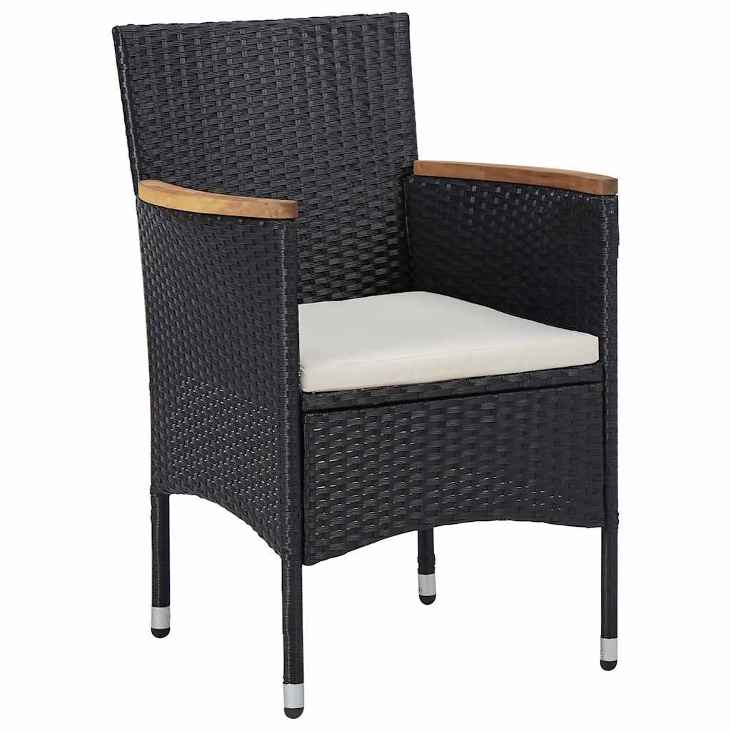 vidaXL 5-delige Tuinset poly rattan en acaciahout zwart