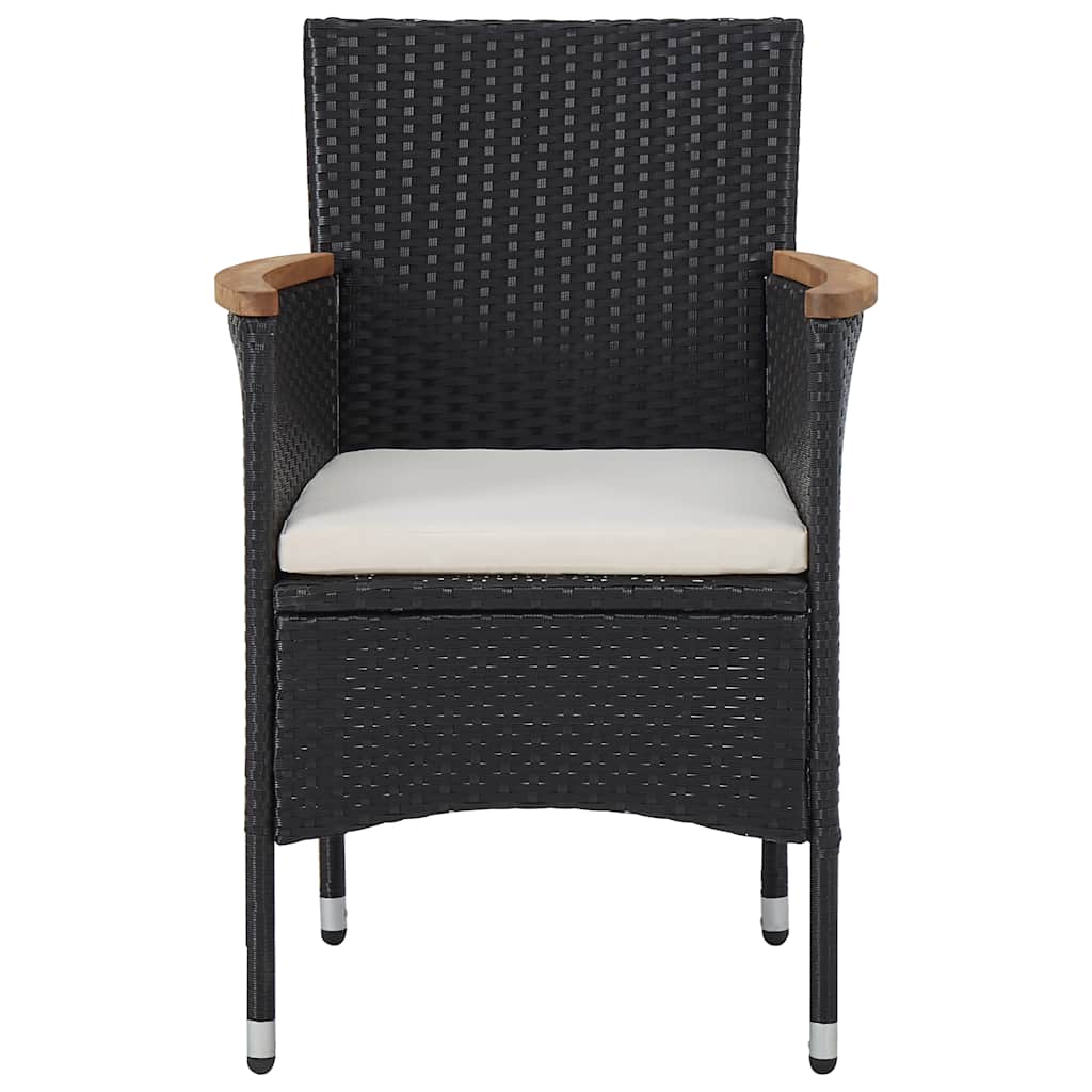 vidaXL 5-delige Tuinset poly rattan en acaciahout zwart