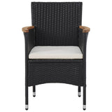 vidaXL 5-delige Tuinset poly rattan en acaciahout zwart