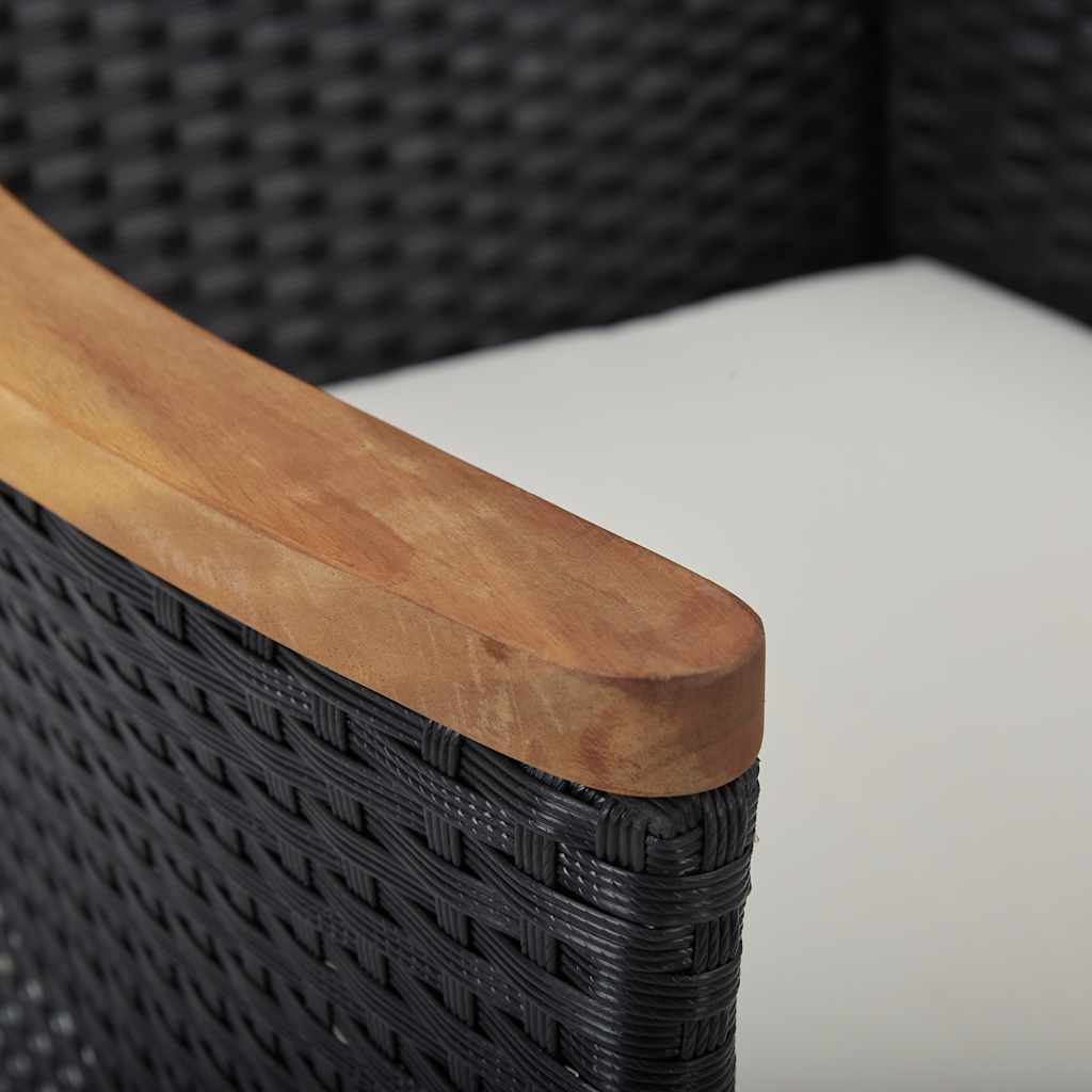 vidaXL 5-delige Tuinset poly rattan en acaciahout zwart