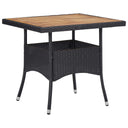 vidaXL Garden Table poly rattan and solid acacia wood black