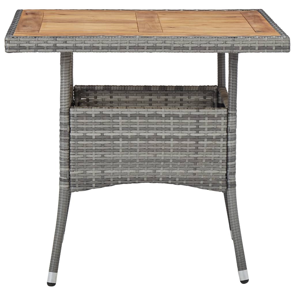 vidaXL Garden Table poly rattan and solid acacia wood black