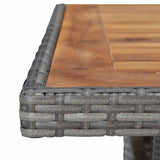 vidaXL Garden Table poly rattan and solid acacia wood black