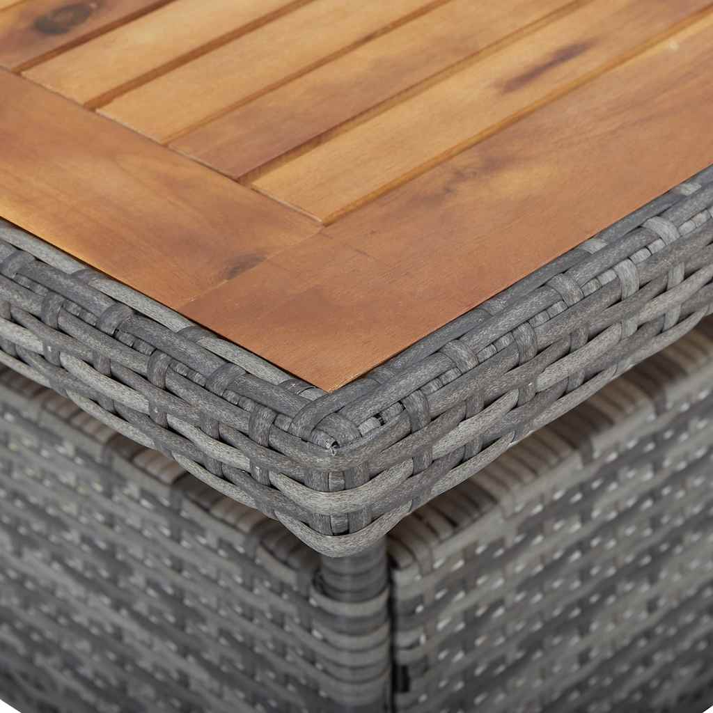 vidaXL Garden Table poly rattan and solid acacia wood black