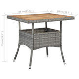 vidaXL Garden Table poly rattan and solid acacia wood black