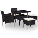 vidaXL 5-piece Garden Dining Set Poly Rattan and Glass Black