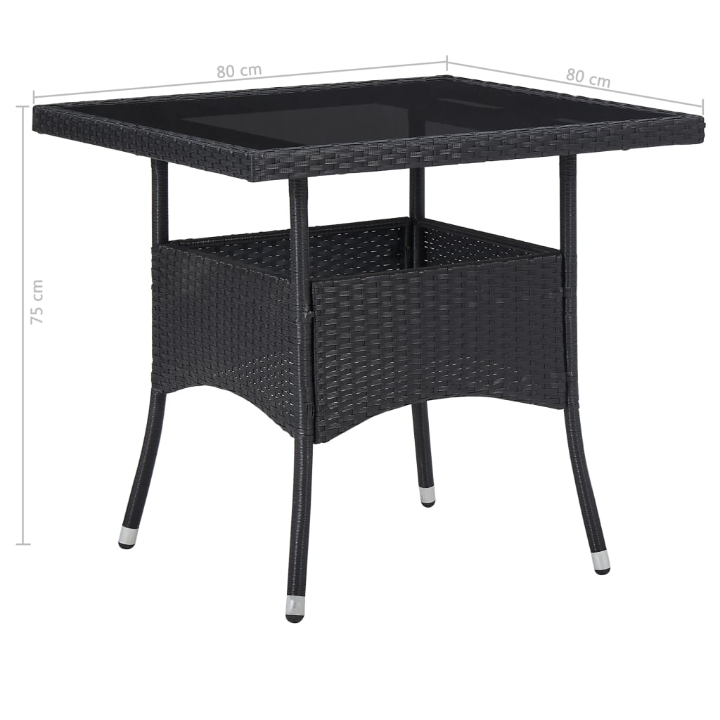vidaXL 5-piece Garden Dining Set Poly Rattan and Glass Black
