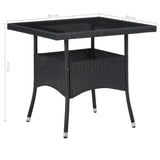 vidaXL 5-piece Garden Dining Set Poly Rattan and Glass Black