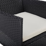 vidaXL 5-piece Garden Dining Set Poly Rattan and Glass Black