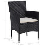 vidaXL 5-piece Garden Dining Set Poly Rattan and Glass Black