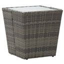 vidaXL Coffee Table 41.5x41.5x44 cm Poly Rattan and Tempered Glass Beige