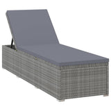 vidaXL Ligbed met kussen poly rattan grijs