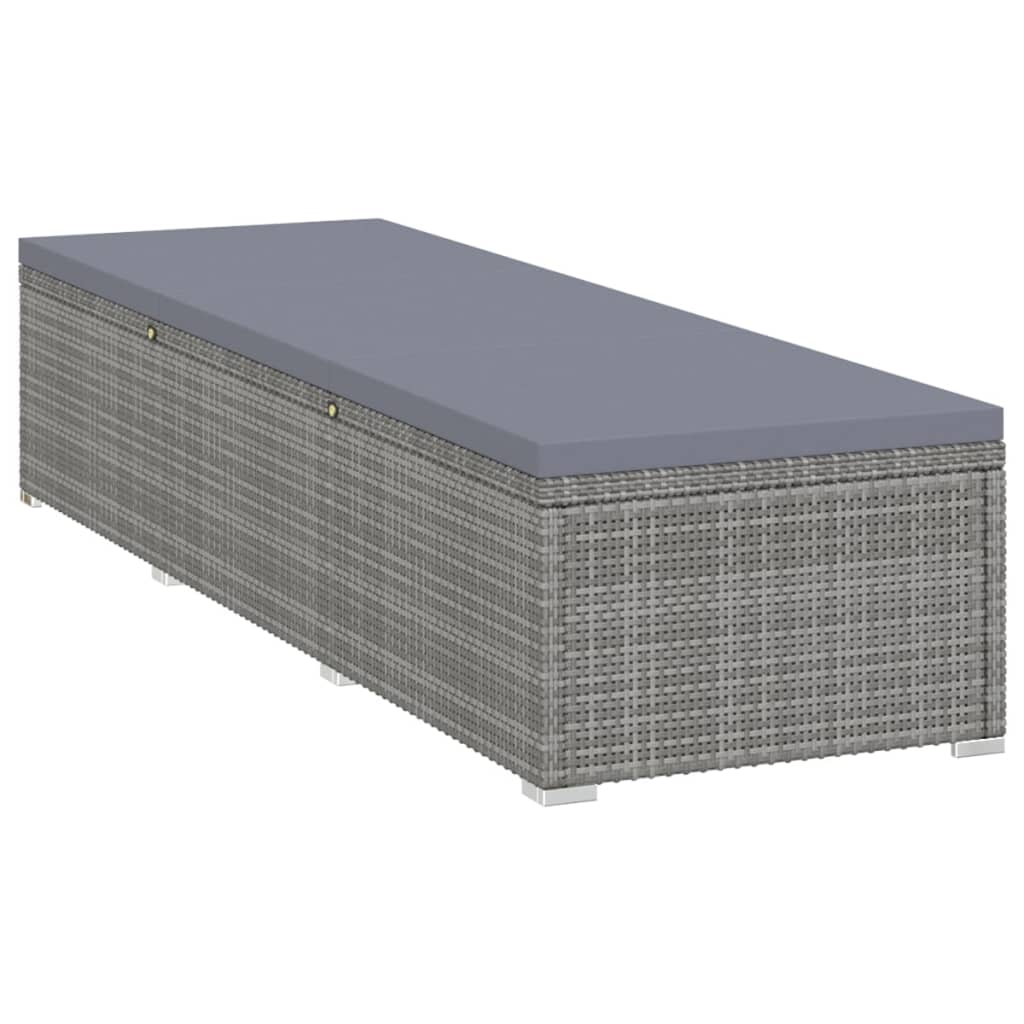 vidaXL Ligbed met kussen poly rattan grijs