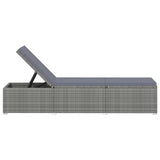 vidaXL Ligbed met kussen poly rattan grijs