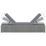 vidaXL Ligbed met kussen poly rattan grijs