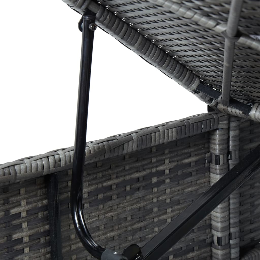 vidaXL Ligbed met kussen poly rattan grijs