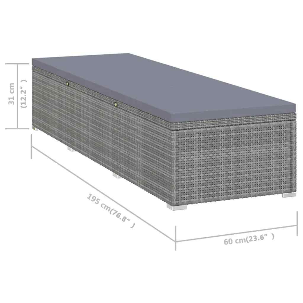 vidaXL Ligbed met kussen poly rattan grijs