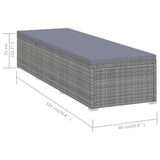vidaXL Ligbed met kussen poly rattan grijs