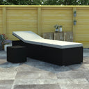 vidaXL Ligbed met kussen en theetafel poly rattan rood