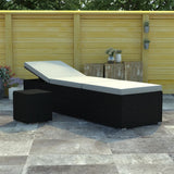 vidaXL Ligbed met kussen en theetafel poly rattan rood