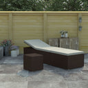 vidaXL Ligbed met kussen en theetafel poly rattan rood