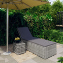 vidaXL Ligbed met kussen en theetafel poly rattan rood
