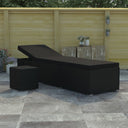 vidaXL Ligbed met kussen en theetafel poly rattan rood