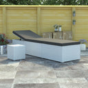 vidaXL Ligbed met kussen en theetafel poly rattan rood