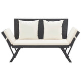 vidaXL Tuinbank met kussens 176 cm poly rattan zwart