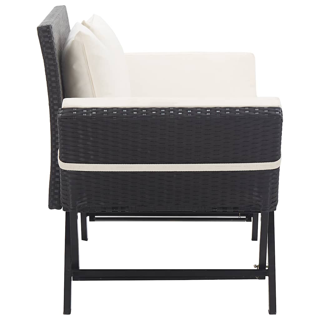 vidaXL Tuinbank met kussens 176 cm poly rattan zwart