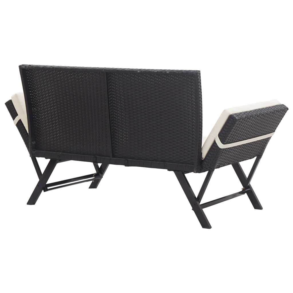 vidaXL Tuinbank met kussens 176 cm poly rattan zwart