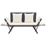 vidaXL Tuinbank met kussens 176 cm poly rattan zwart