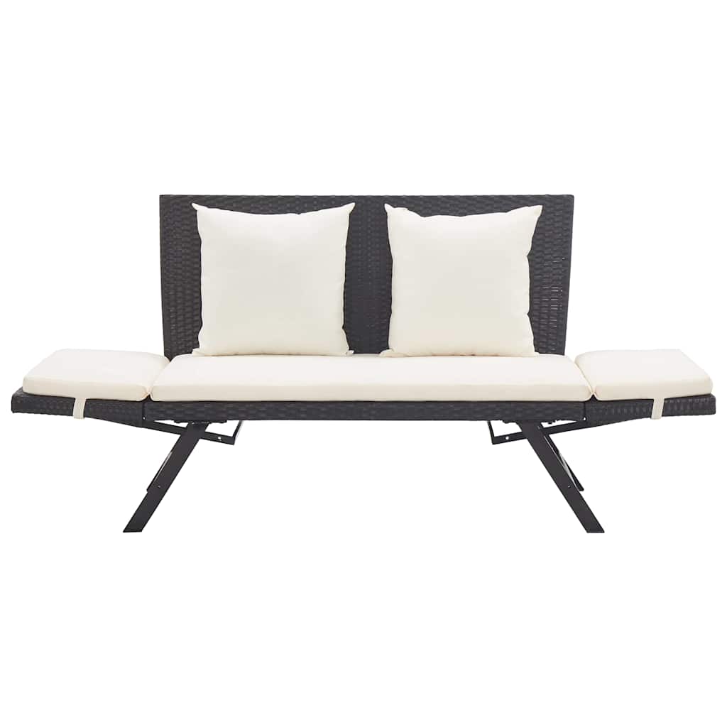 vidaXL Tuinbank met kussens 176 cm poly rattan zwart