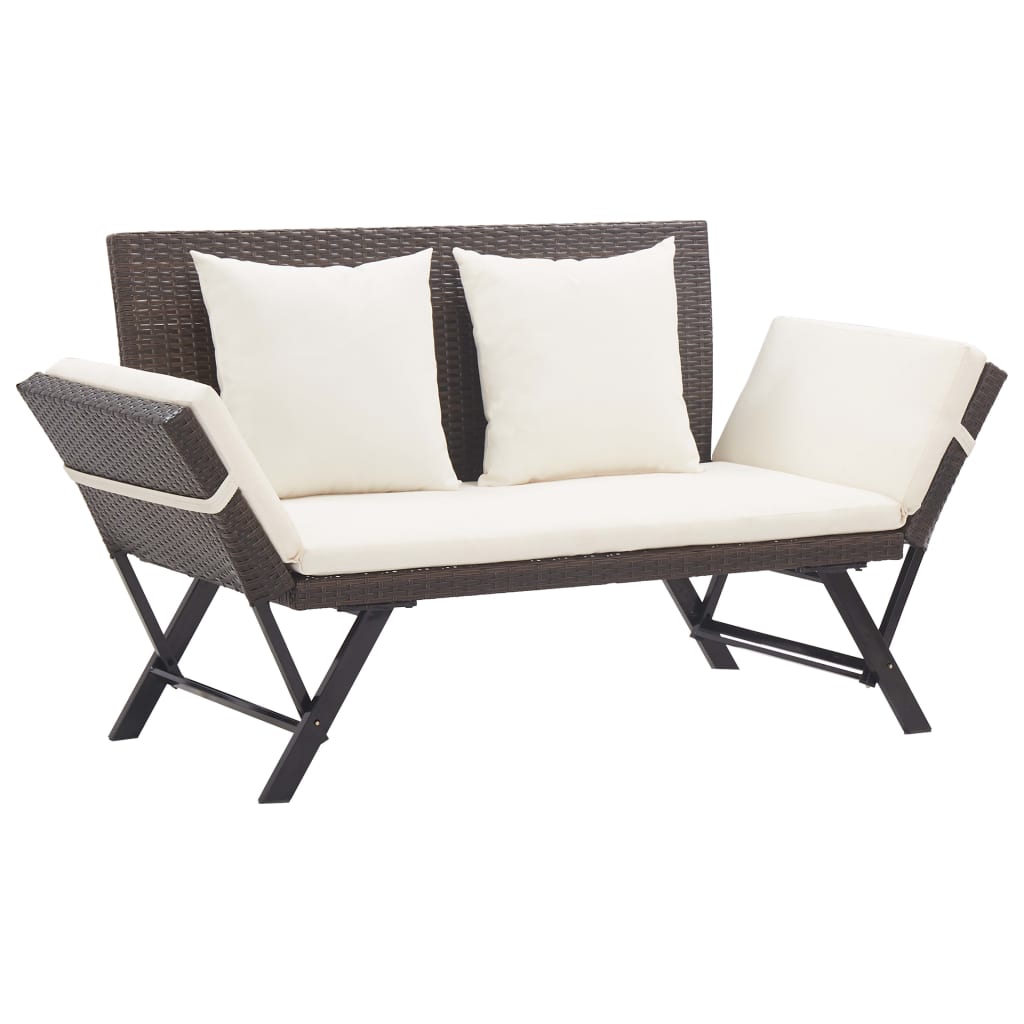 vidaXL Tuinbank met kussens 176 cm poly rattan zwart