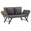 vidaXL Tuinbank met kussens 176 cm poly rattan zwart