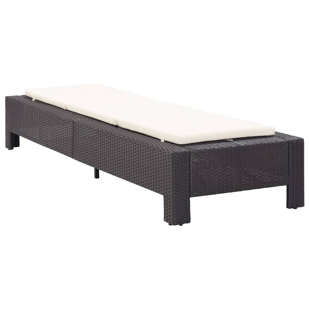 vidaXL Ligbed met kussen poly rattan zwart