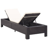 vidaXL Ligbed met kussen poly rattan zwart