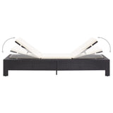 vidaXL Ligbed met kussen poly rattan zwart