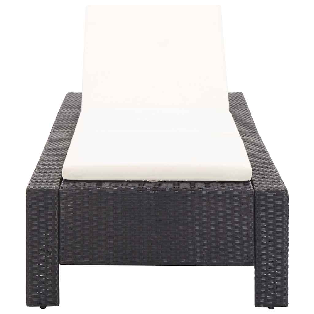 vidaXL Ligbed met kussen poly rattan zwart